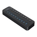 Hub CT2U3-10AB z włącznikami 10x USB-A - czarny