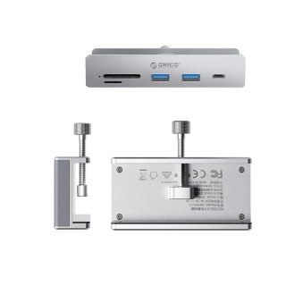 Hub MH5PC montowany na zacisk USB-C / USB-A USB-C SD TF - srebrny