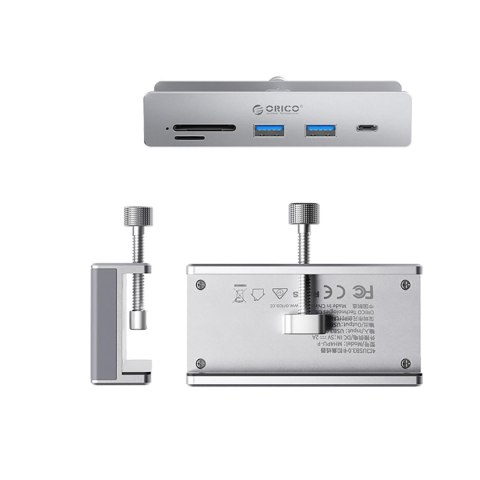 Hub MH5PC montowany na zacisk USB-C / USB-A USB-C SD TF - srebrny