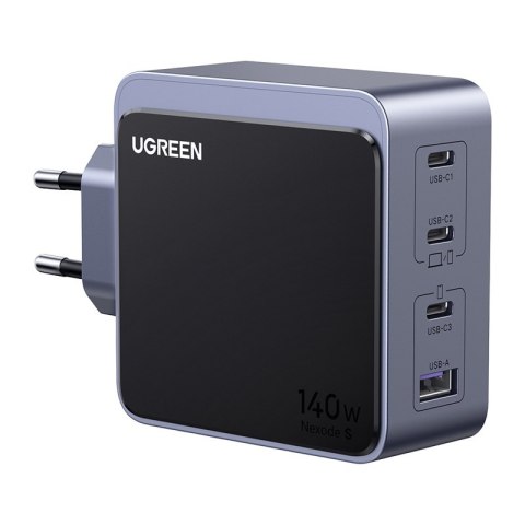 Ładowarka sieciowa Ugreen Nexode S 140W, GaN, 3x USB-C + USB (szara)