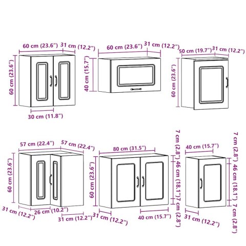 Zestaw szafek kuchennych, Kalmar, 11-częściowy, dąb artisan