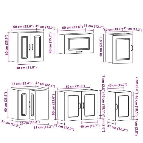 Zestaw szafek kuchennych, Kalmar, 11-częściowy, przydymiony dąb