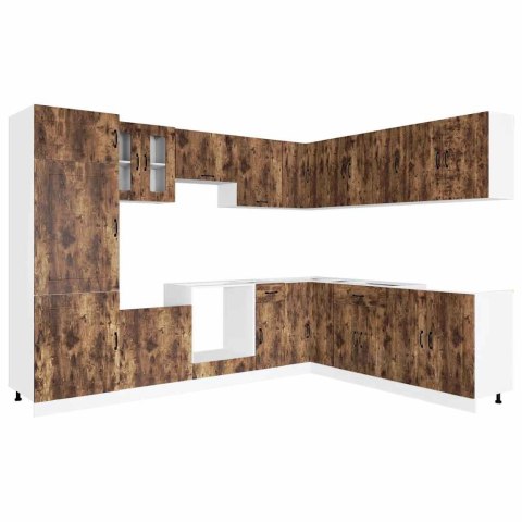 Zestaw szafek kuchennych Kalmar, 14-częściowy, przydymiony dąb