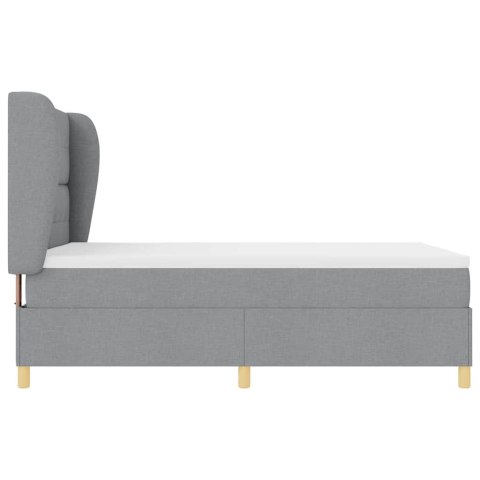 Łóżko sprężynowe z ciemnoszarym materacem 90x190 cm Jasnoszary