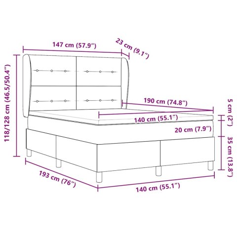 Łóżko sprężynowe z ciemnoszarym materacem 90x190 cm Jasnoszary