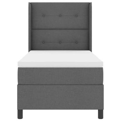 Łóżko sprężynowe z materacem ciemno szary 80 x 200 cm tkanina