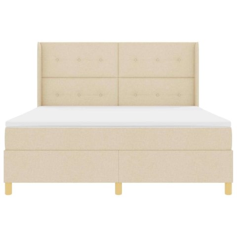 Łóżko sprężynowe z materacem Kremowy 140 x 200 cm tkanina