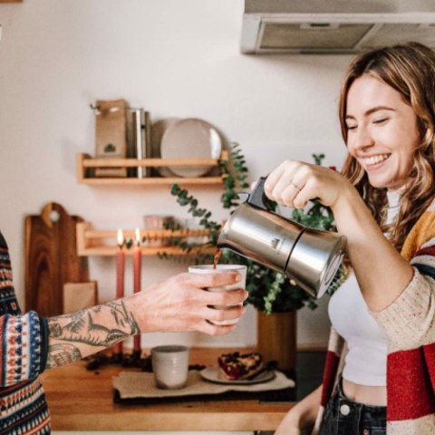 Włoska Kafeterka Bialetti Srebrzysty Drewno Stal nierdzewna