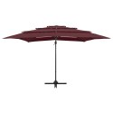 4-poziomowy parasol na aluminiowym słupku, bordowy, 250x250 cm