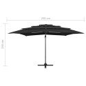 4-poziomowy parasol na aluminiowym słupku, czarny, 250x250 cm