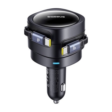 Ładowarka samochodowa Baseus Enjoyment Max z kablami USB-C+USB-C 60W Czarny