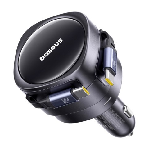 Ładowarka samochodowa Baseus Enjoyment Max z kablami USB-C+USB-C 60W Czarny