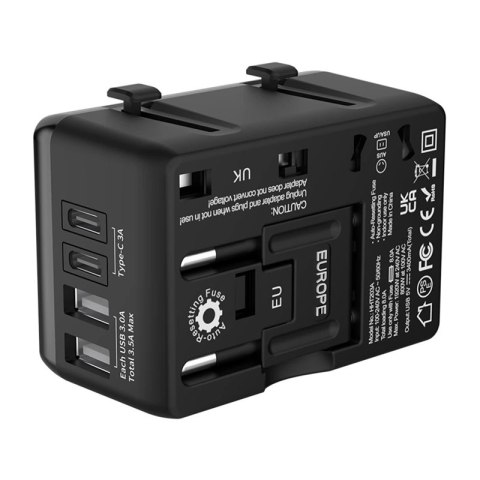 Adapter Podróżny 4w1 Blitzwolf BW-TA1 2xUSB + C + PD 20W