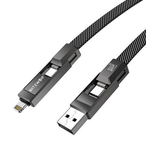 Kabel USB 4w1 Blitzwolf BW-HDC7 USB+C+Lightning 240W 1,2m (czarny)