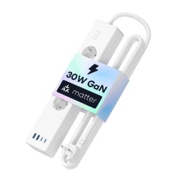 Inteligentna szybko ładująca listwa zasilająca Meross MSP844(EU), 4 gniazdka + 2x USB-A + 2x USB-C (Matter)
