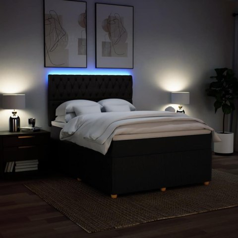 VidaXL Łóżko kontynentalne z materacem, czarne, tkanina 160x200 cm