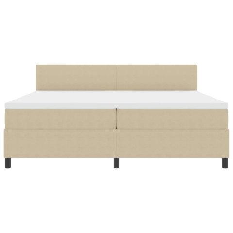 VidaXL Łóżko sprężynowe Z zagłówkiem Jasnoszary i biały. 200 x 200 cm