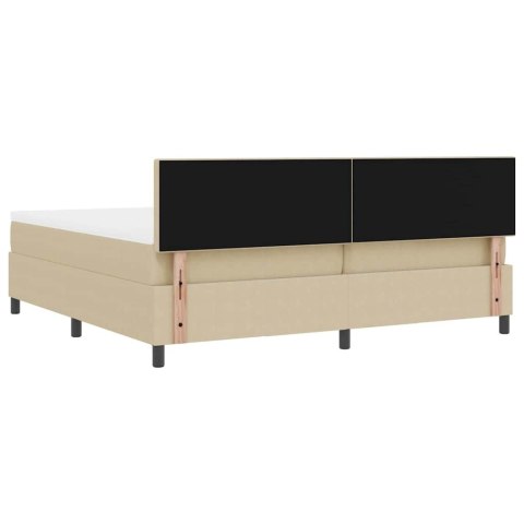 VidaXL Łóżko sprężynowe Z zagłówkiem Jasnoszary i biały. 200 x 200 cm