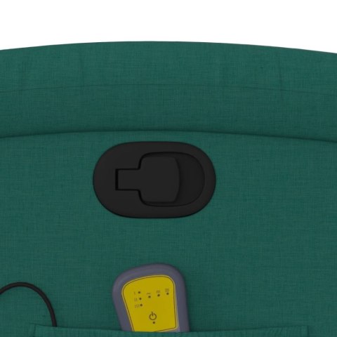 Podnoszony fotel masujący, rozkładany, ciemnozielony, tkanina