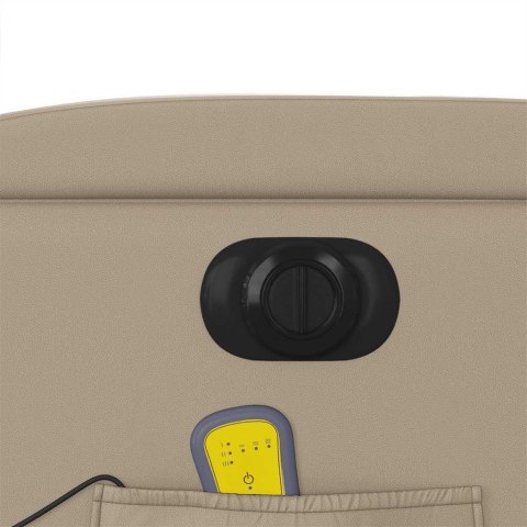 Rozkładany fotel masujący, elektryczny, cappuccino, ekoskóra