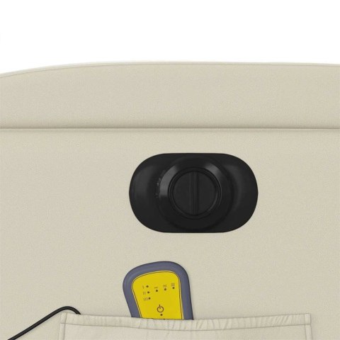 Rozkładany fotel masujący, elektryczny, kremowy, sztuczna skóra