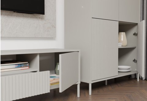 Witryna KAMARO 4DK SLIM/GŁADKI KASZMIR 4 Drzwi Lamele Front Ryflowany + Klasyczny