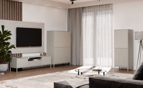 Witryna KAMARO 4DK SLIM/GŁADKI KASZMIR 4 Drzwi Lamele Front Ryflowany + Klasyczny