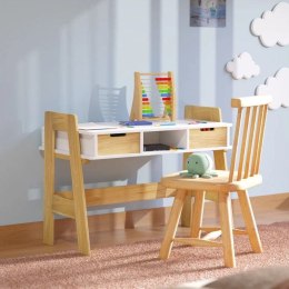 Białe biurko dziecięce z szufladami i półkami, regulacja
