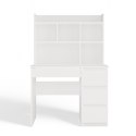 Biurko MIJAS Prawe z Nadstawką Biel Mat 4 Szuflady 4 Półki Do Biura Pokoju