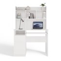 Biurko PORTO Lewe Z Nadstawką Biel Mat Szuflada Półki Do Biura Pokoju