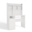Biurko PORTO Lewe Z Nadstawką Biel Mat Szuflada Półki Do Biura Pokoju