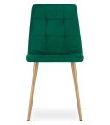 Krzesło KARA - ciemna zieleń aksamit / nogi kolor drewna x 2