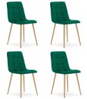 Krzesło KARA - ciemna zieleń aksamit / nogi kolor drewna x 4