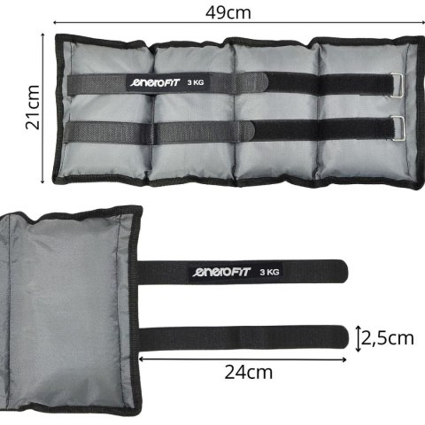 OBCIĄŻENIE NA PRZEGUBY SZARE 6KG (2x3KG) ENERO FIT