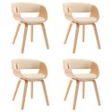 VidaXL Krzesła stołowe, 4 szt., kremowe, gięte drewno i sztuczna skóra