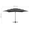 4-poziomowy parasol na aluminiowym słupku, antracyt, 250x250 cm