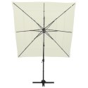 4-poziomowy parasol na aluminiowym słupku, piaskowy, 250x250 cm