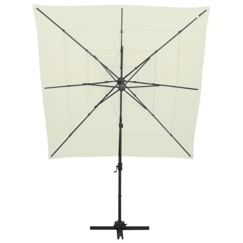 4-poziomowy parasol na aluminiowym słupku, piaskowy, 250x250 cm