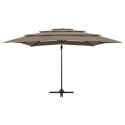 4-poziomowy parasol na aluminiowym słupku, taupe, 250x250 cm