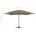 4-poziomowy parasol na aluminiowym słupku, taupe, 250x250 cm