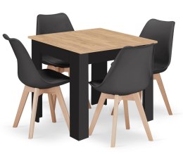 Stół NP 80x80cm Artisan nogi czarne + 4 krzesła MARK czarne nogi naturalne