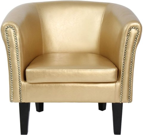 Fotel ze stołkiem Chesterfield 2, złoty