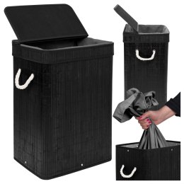 Kosz bambusowy na pranie SOREN 1 komora czarny