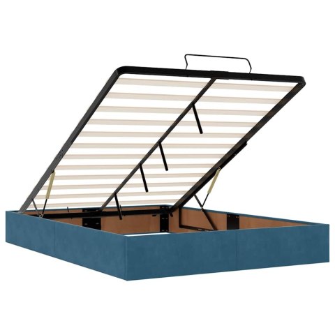 VidaXL Rama łóżka otomana z materacem, niebieska, 140x200cm, aksamit
