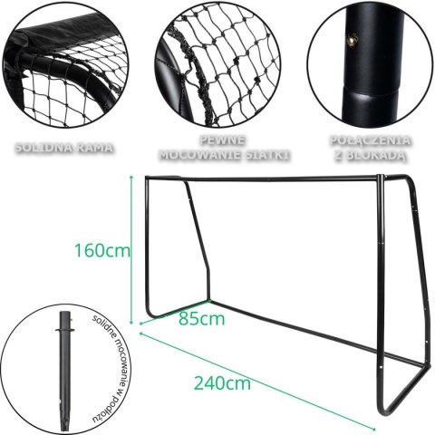 BRAMKA DO PIŁKI NOŻNEJ Z SIATKĄ 240x160x85CM ENERO PRO