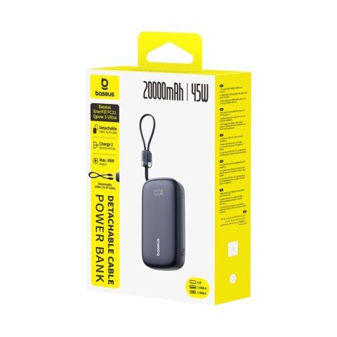 Powerbank 20000mAh 45W z wyświetlaczem kablem EnerFill FC21 Qpow 3 Ultra - czarny