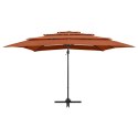 4-poziomowy parasol na aluminiowym słupku, terakota, 250x250 cm