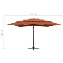 4-poziomowy parasol na aluminiowym słupku, terakota, 250x250 cm