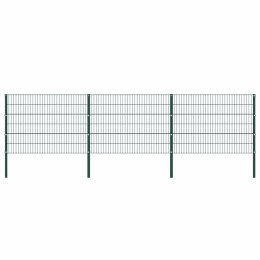 VidaXL Panel ogrodzeniowy ze słupkami żelaznymi 522x120 cm zielony