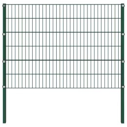 VidaXL Panel ogrodzeniowy ze słupkami żelaznymi 522x120 cm zielony